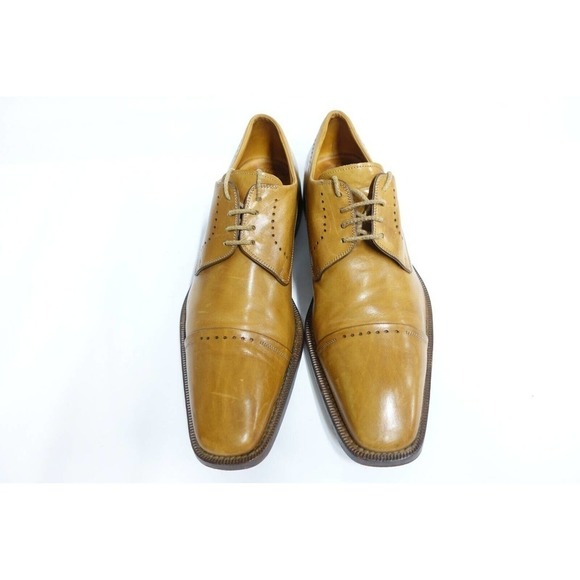 FRATELLI BORGIOLI Men Dress Shoes Cap-Toe Brown Leather Italy 11M,US/10.5UK/45E